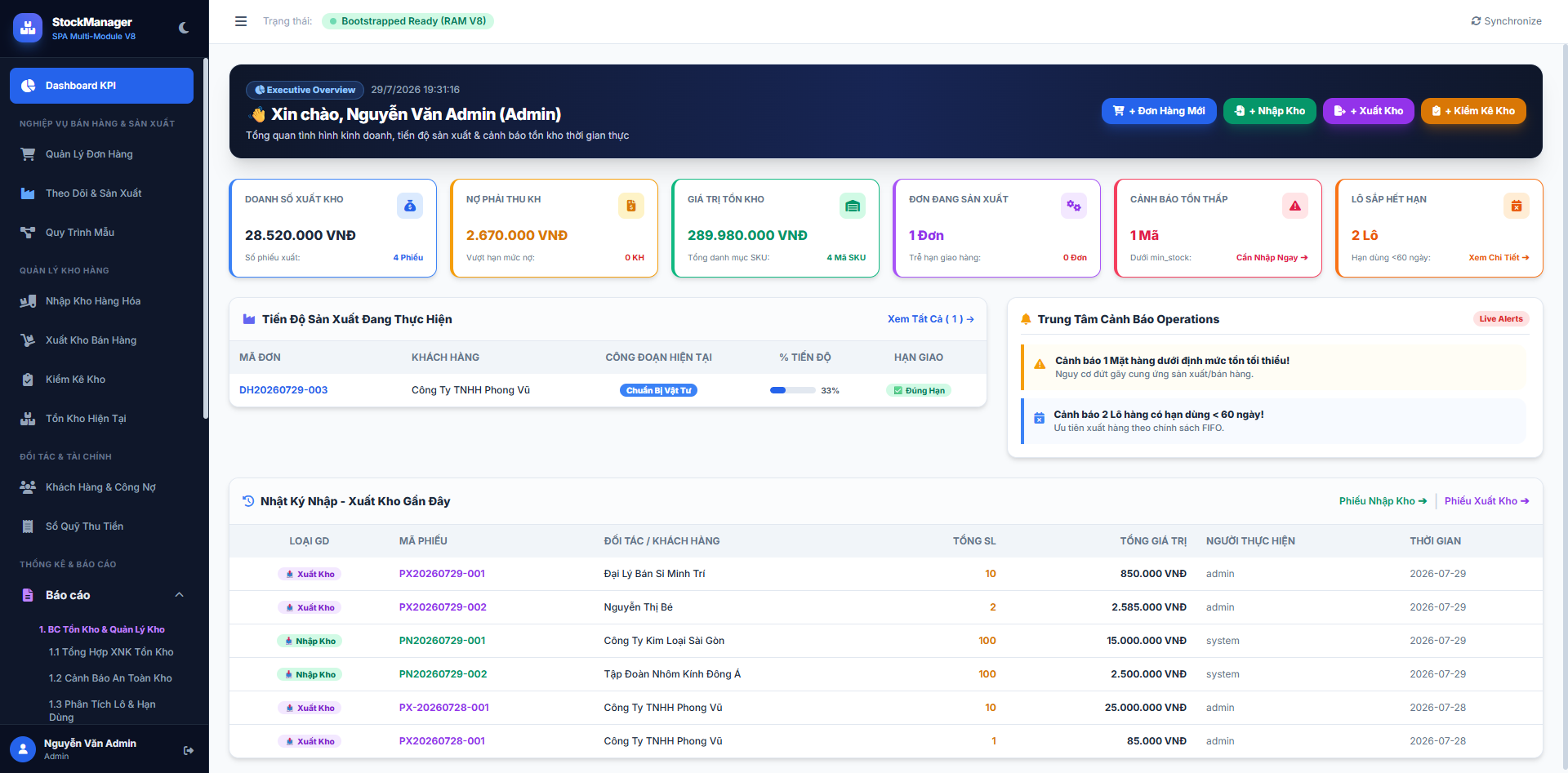 HỆ THỐNG QUẢN LÝ KHO & TIẾN ĐỘ SẢN XUẤT SMART STOCKMANAGER
